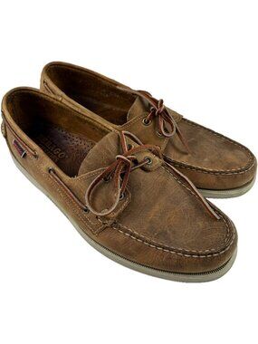 Sebago Boat Shoes Men's 11.5 Docksides Brown Leather Preppy Academia